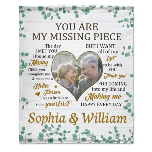 You Are My Missing Piece - Personalized Custom Blanket - Upload Image, Gift For Couple, Husband Wife, Anniversary, Engagement, Wedding, Marriage Gift, Christmas Gift - Lovscape